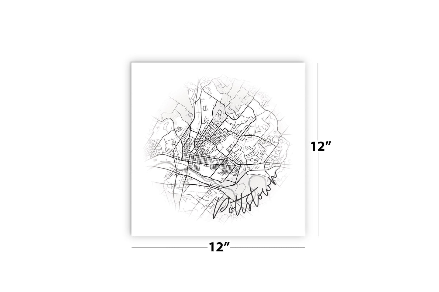 Minimalistic B&W Pennsylvania Pottstown Circle Map | Wood Sign | Eaches | Min 2