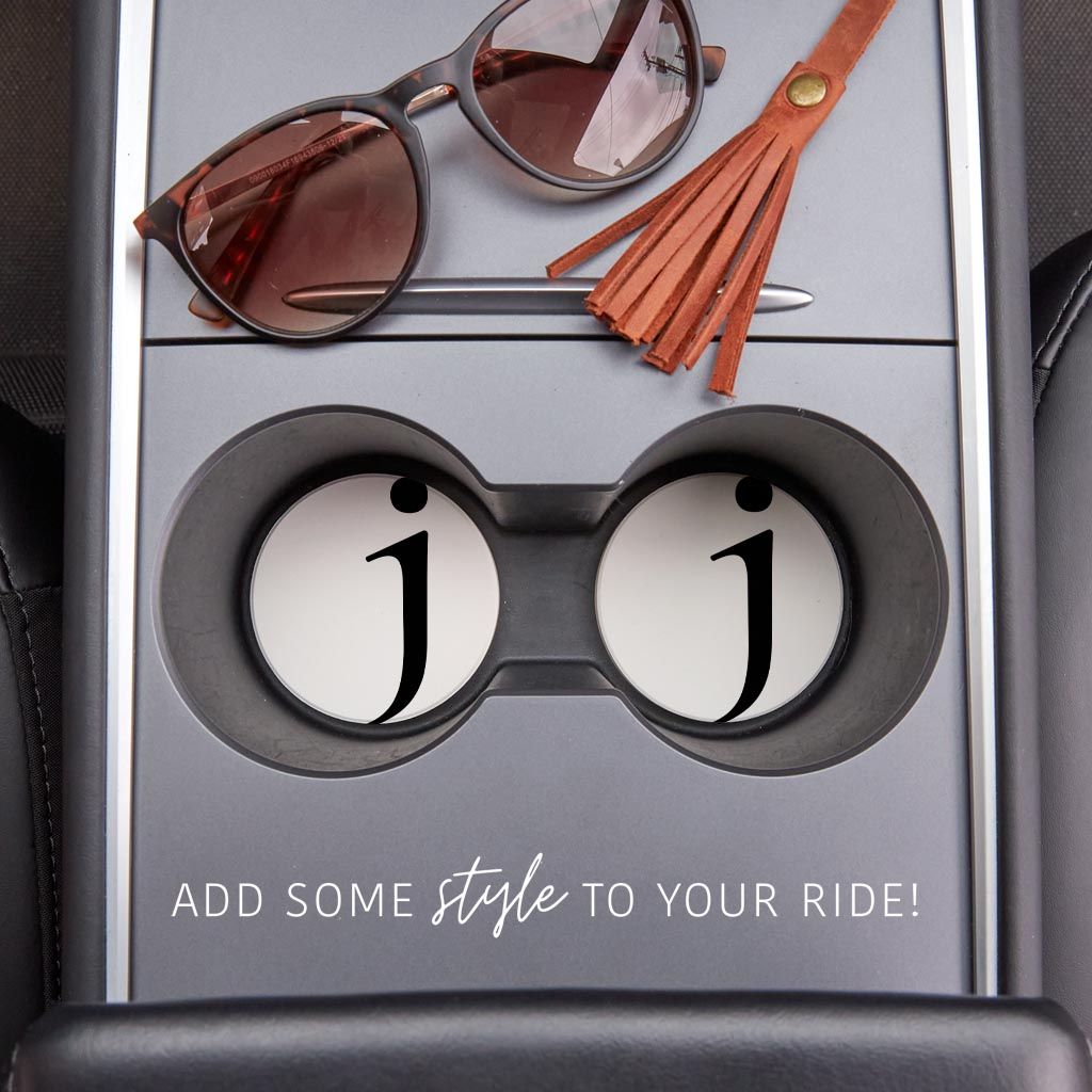 Minimalist Monogram J Circle| Absorbent Car Coasters | Set of 2 | Min 4
