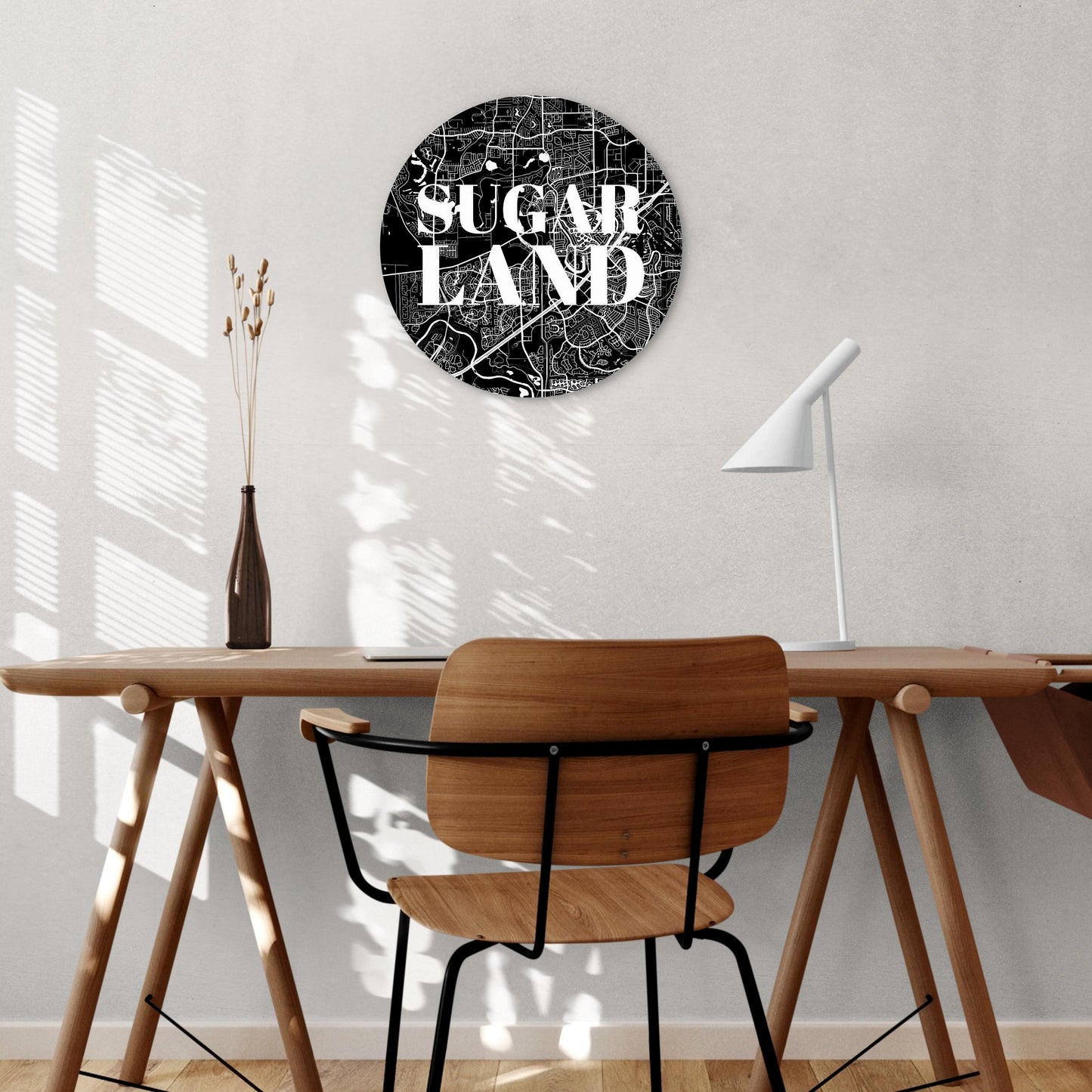 Minimalistic B&W Texas Sugarland Map | Wood Sign | Eaches | Min 1