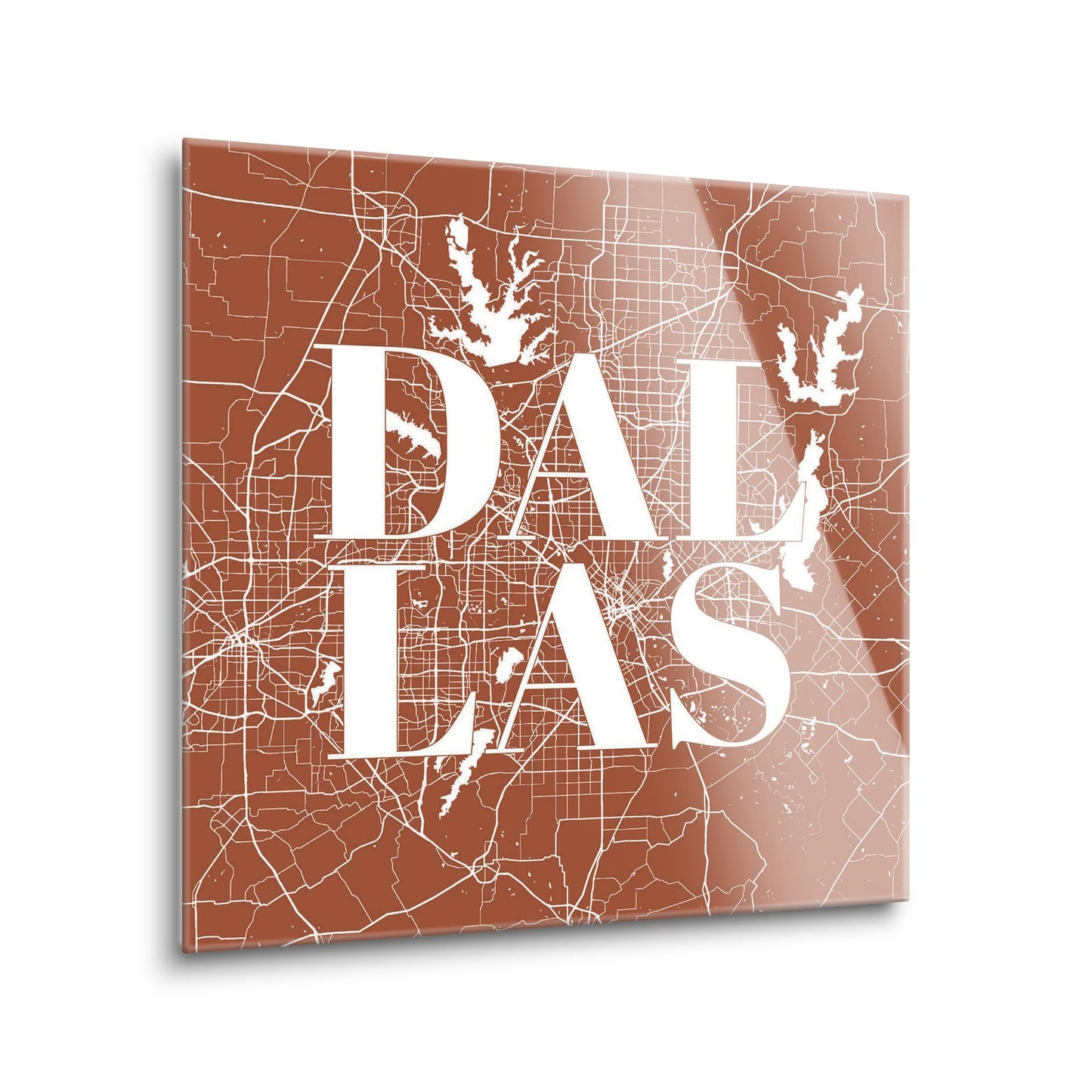 Modern Minimalist Dallas Texas Map | Hi-Def Glass Art | Eaches | Min 1