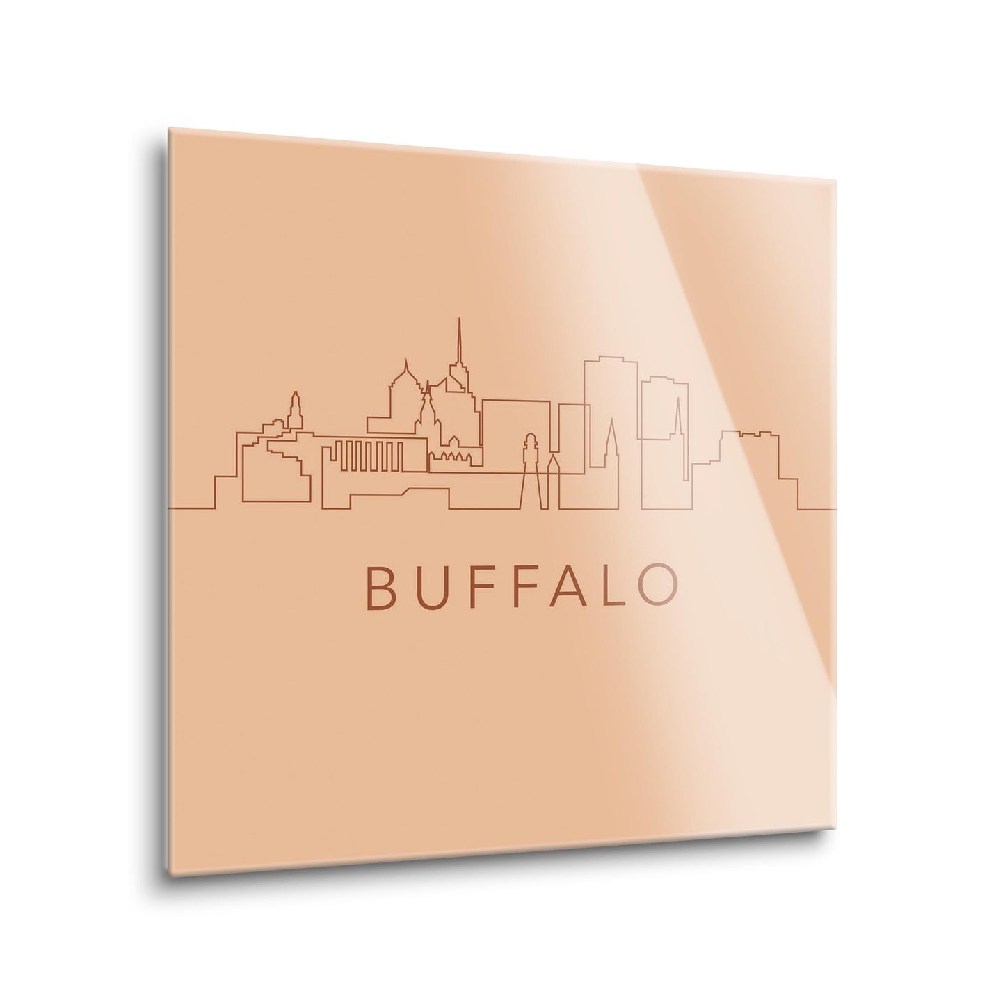 Modern Minimalistic New York Buffalo Skyline | Hi-Def Glass Art | Eaches | Min 1