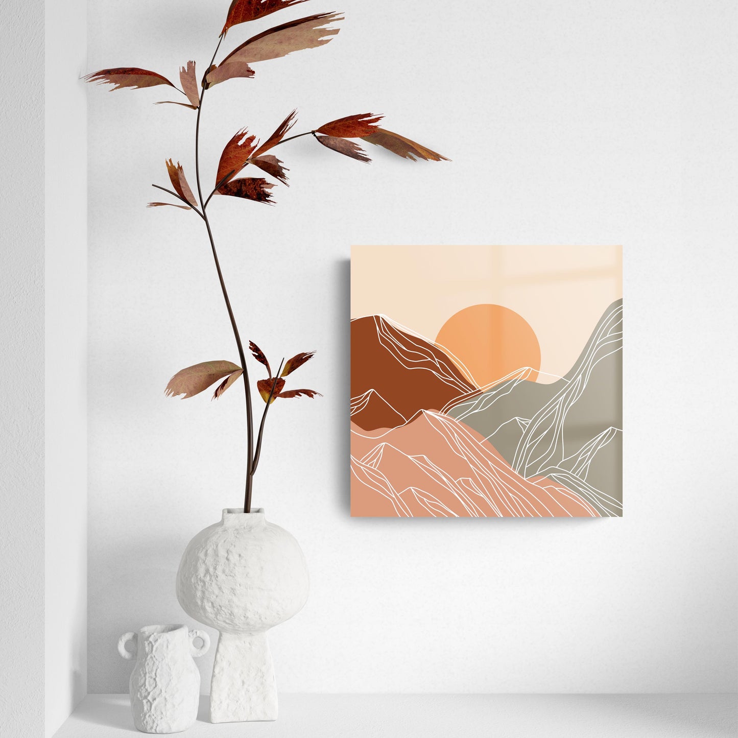 Colorful Mountain Sun Lines | Hi-Def Glass Art | Eaches | Min 2