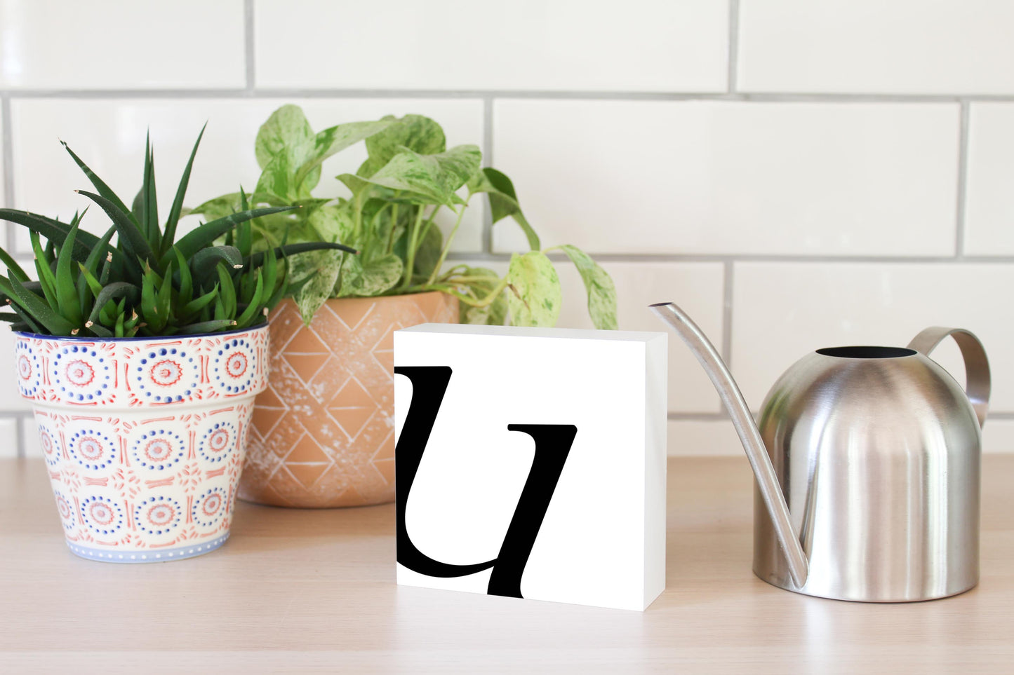 Minimal Monogram U | Wood Block | Eaches | Min 4