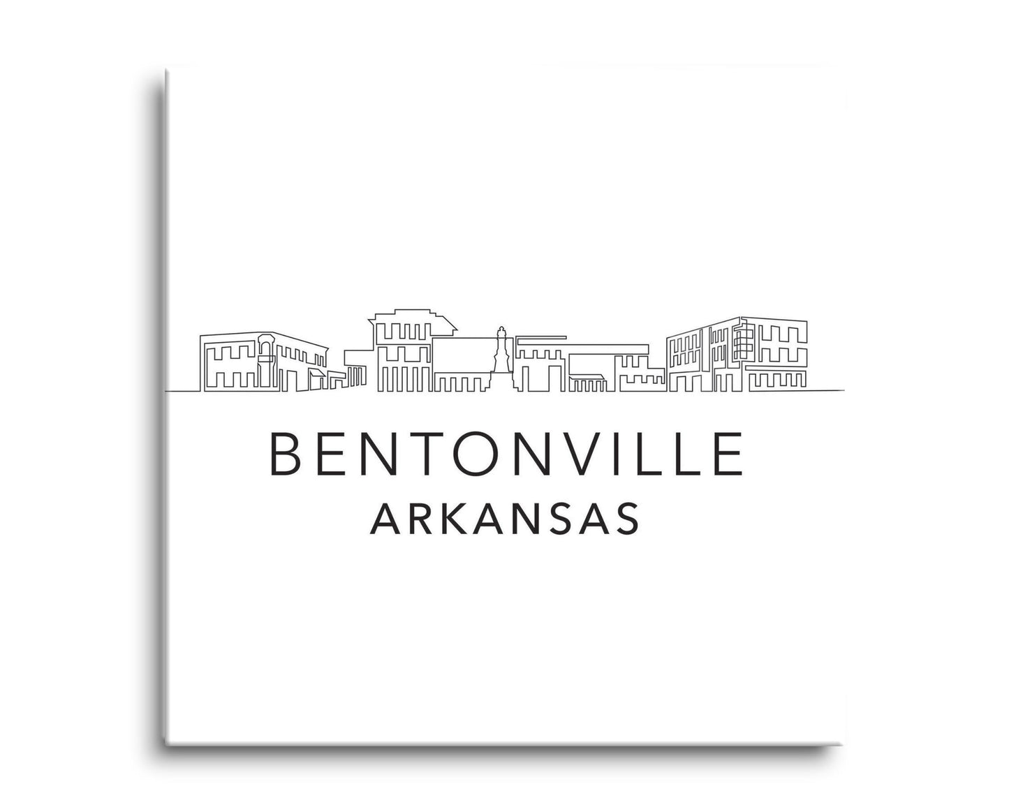 Minimalist B&W Arkansas Bentonville Skyline | Hi-Def Glass Art | Eaches | Min 2