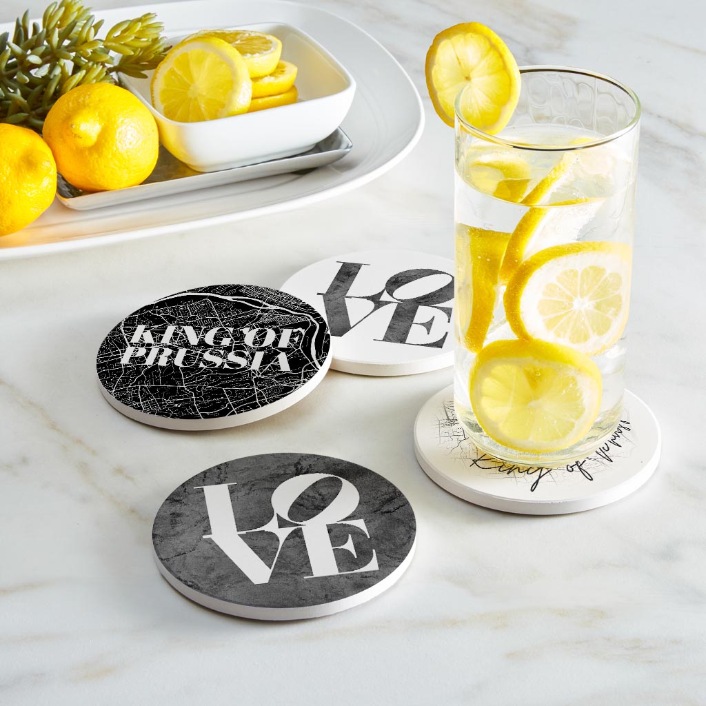 Minimalistic B&W Pennsylvania King Of Prussia Maps Love| Absorbent Coasters | Set of 4 | Min 2