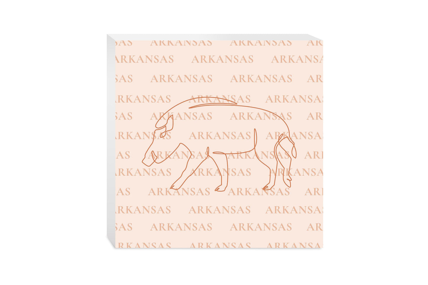 Modern Minimalist Arkansas Hog Line Drawing | Wood Block | Eaches | Min 2