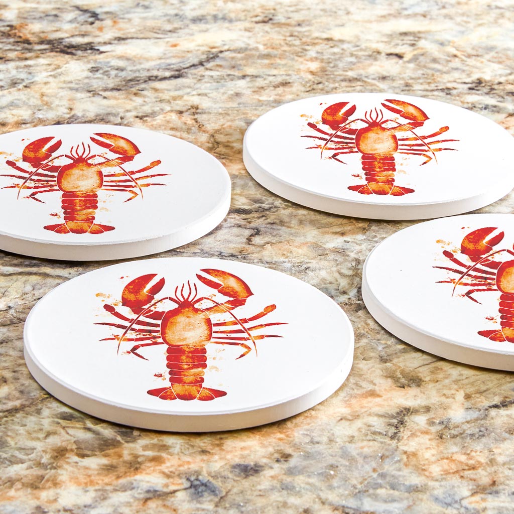 East Coast Water Color Lobster | Absorbent Coasters | Set of 4 | Min 2