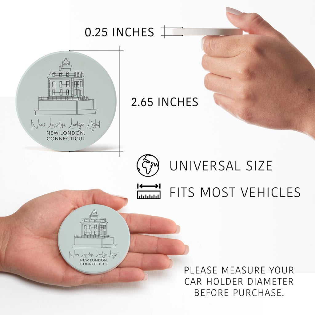 New London Lodge Light Muted Coastal | Absorbent Car Coasters | Set of 2 | Min 4
