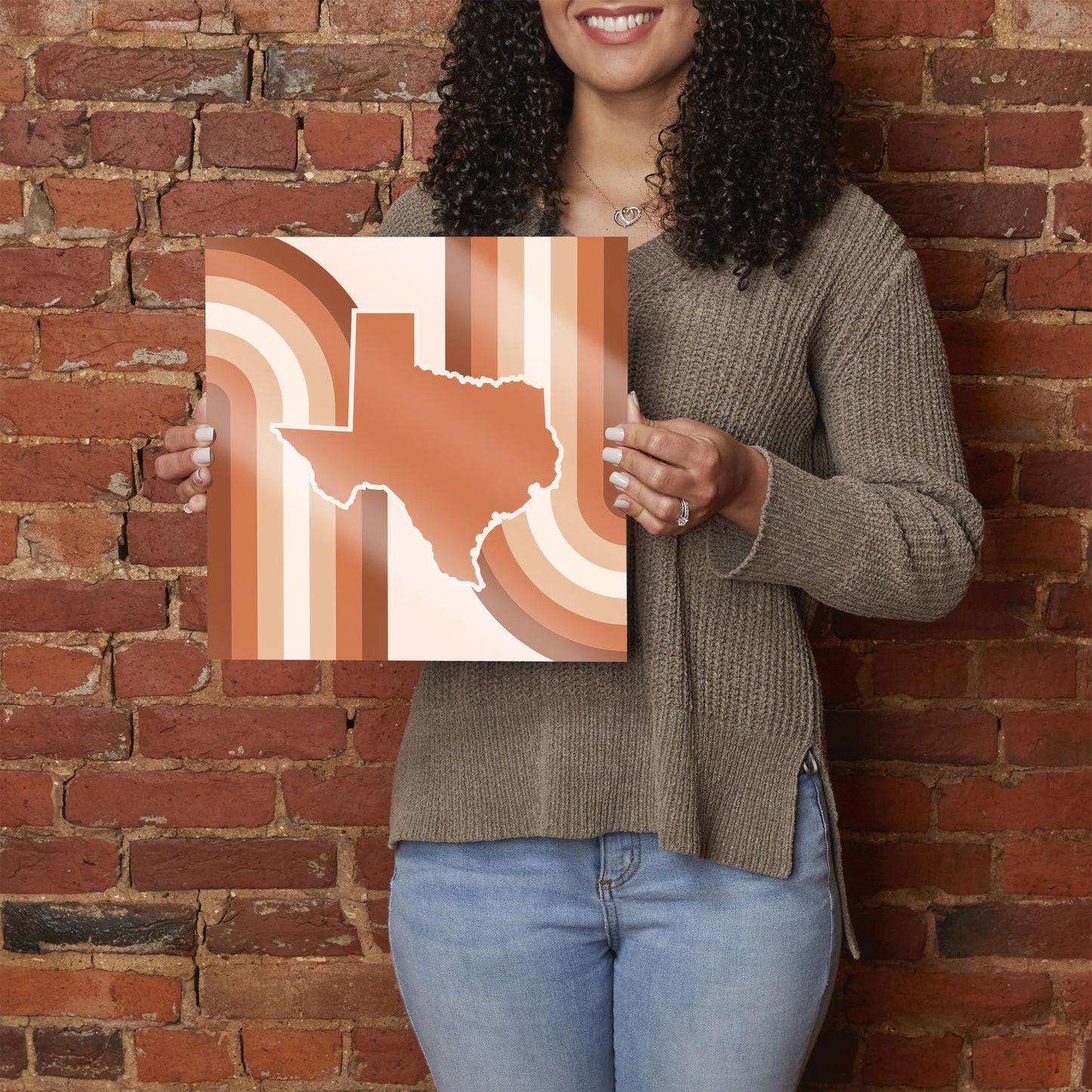 Modern Minimalist Texas State Shape Retro Lines | Hi-Def Glass Art | Eaches | Min 1