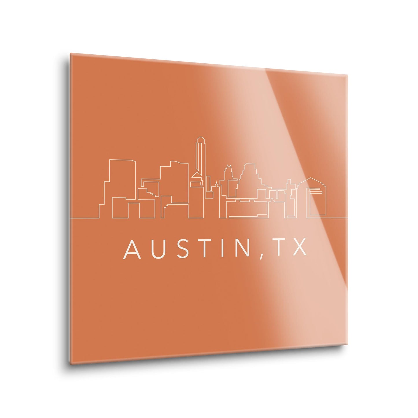 Modern Minimalist Texas Austin Skyline | Hi-Def Glass Art | Eaches | Min 1