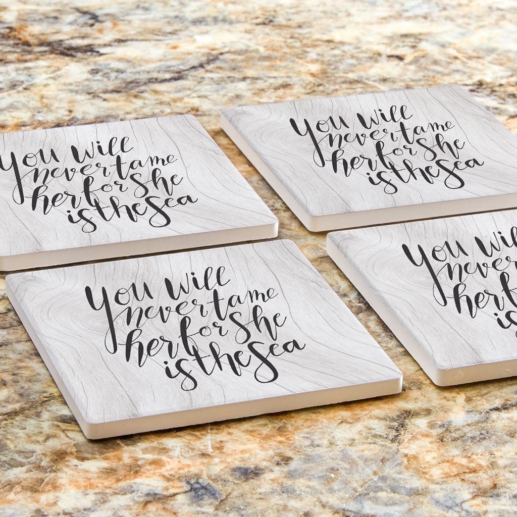 New England Calligraphy Saying | Absorbent Coasters | Set of 4 | Min 2