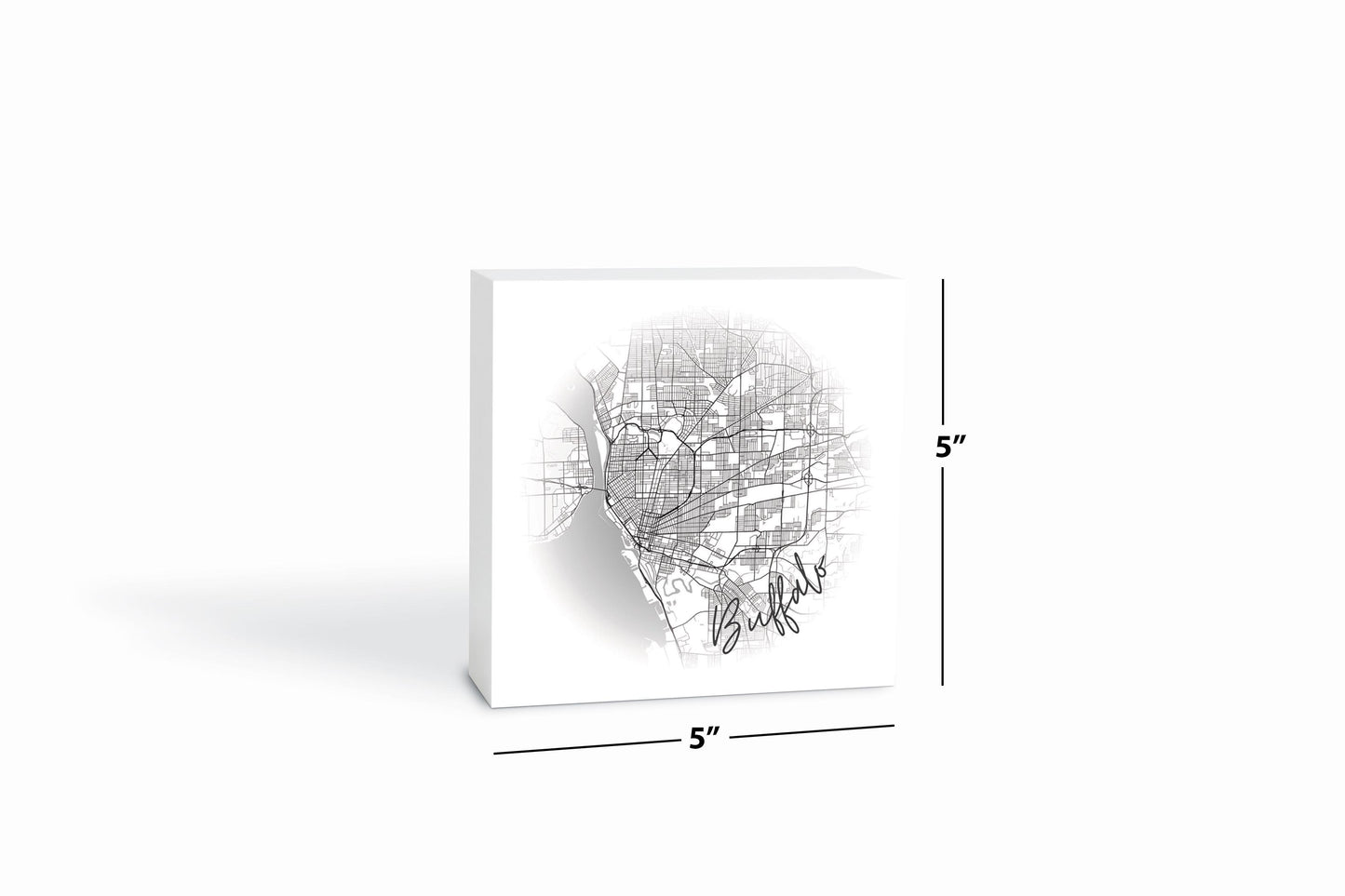 Minimalistic B&W New York Buffalo Faded Circle Map | Wood Block | Eaches | Min 4
