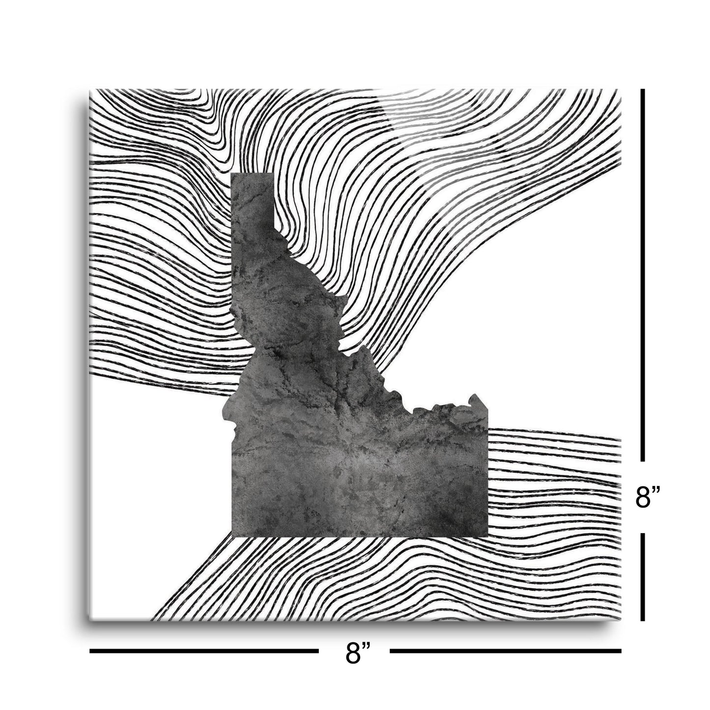 Minimalist B&W Idaho State With Fluid Lines | Hi-Def Glass Art | Eaches | Min 2