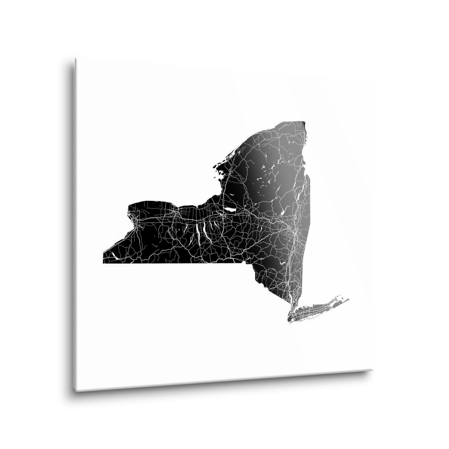 Minimalistic B&W New York State With Map | Hi-Def Glass Art | Eaches | Min 1