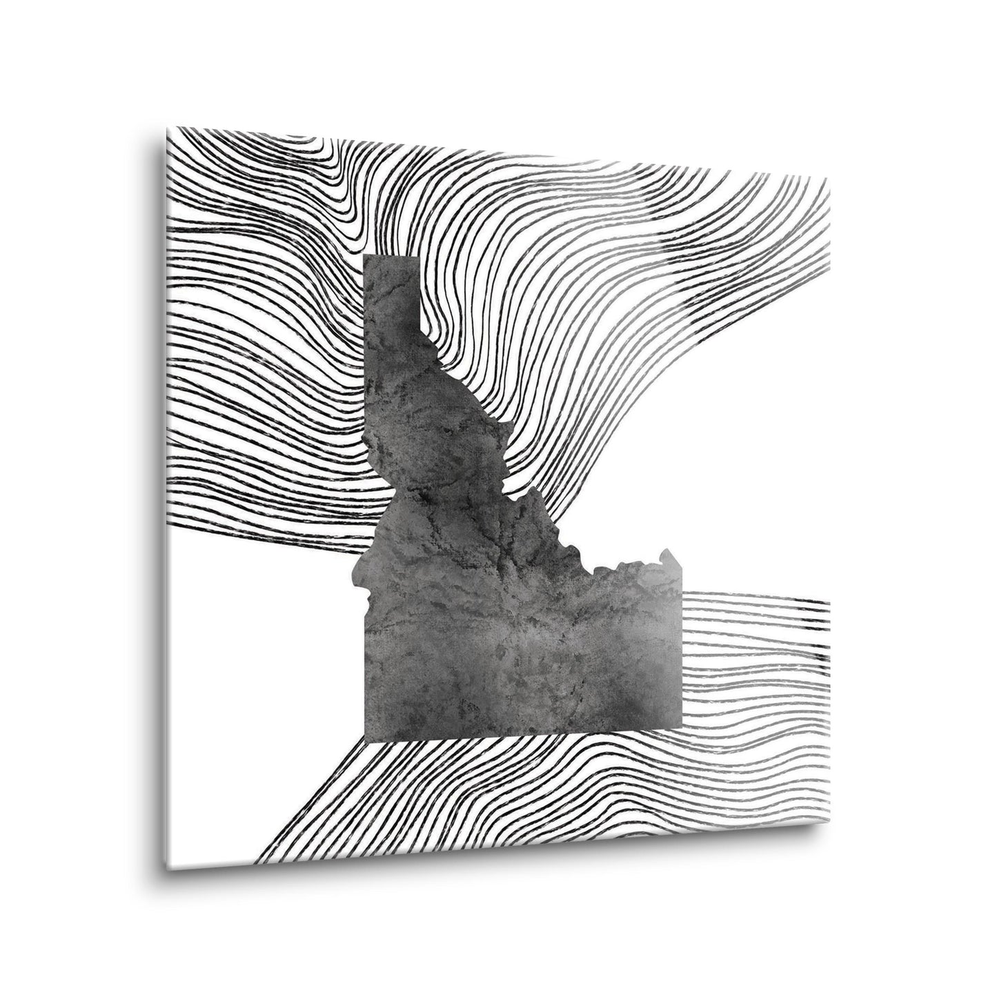 Minimalist B&W Idaho State With Fluid Lines | Hi-Def Glass Art | Eaches | Min 2