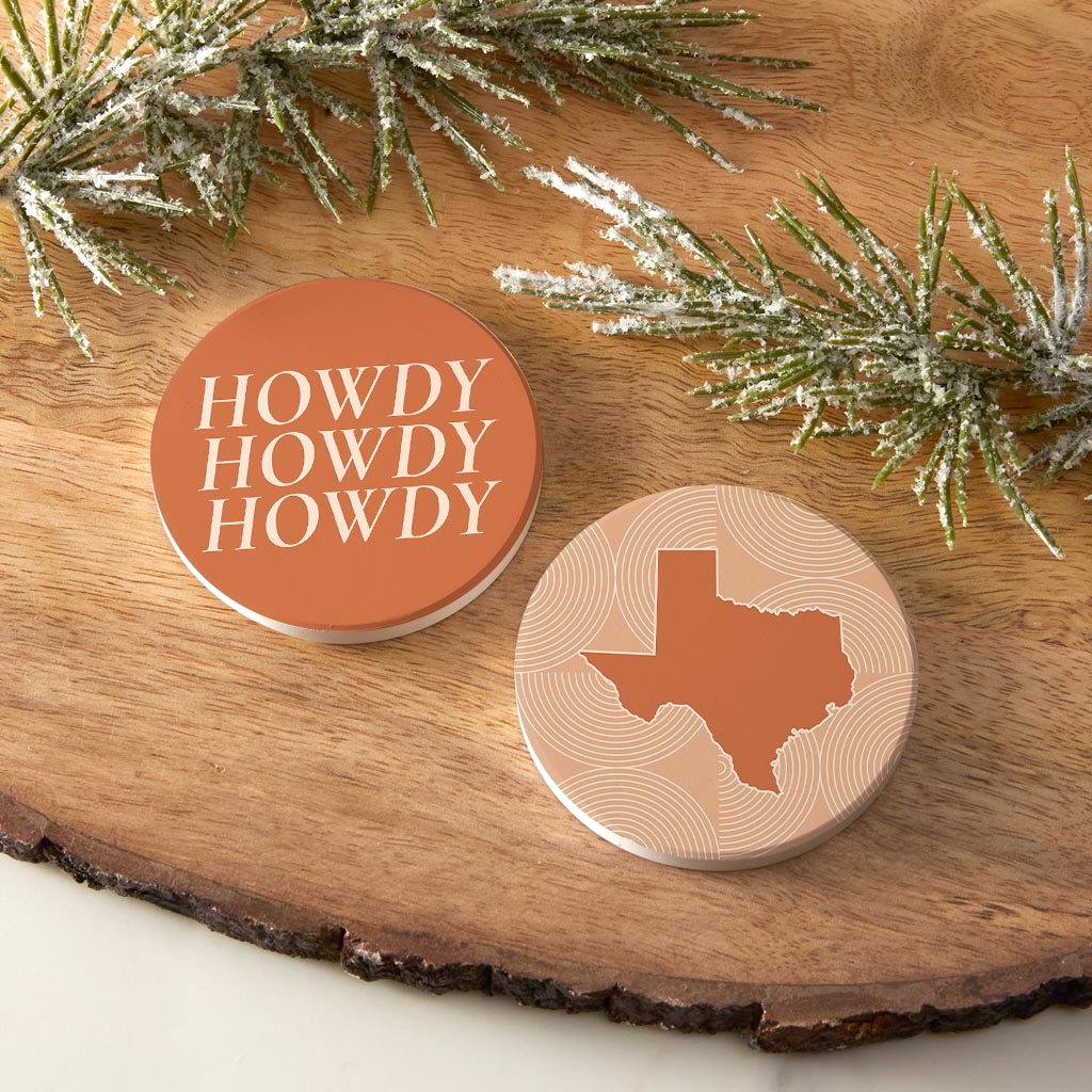 Modern Minimalist Texas Set | Absorbent Car Coasters | Set of 2 | Min 4