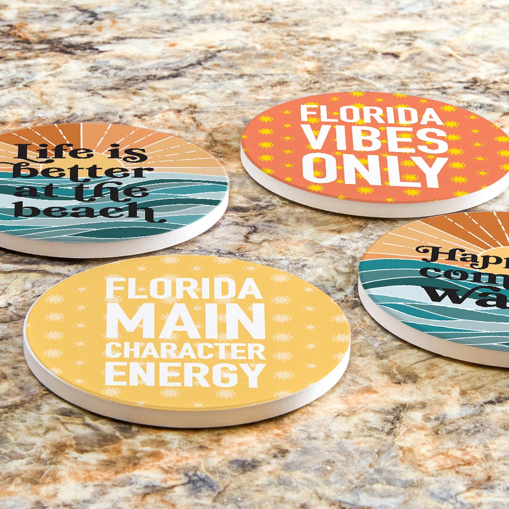 Florida Sayings Artsy| Absorbent Coasters | Set of 4 | Min 2