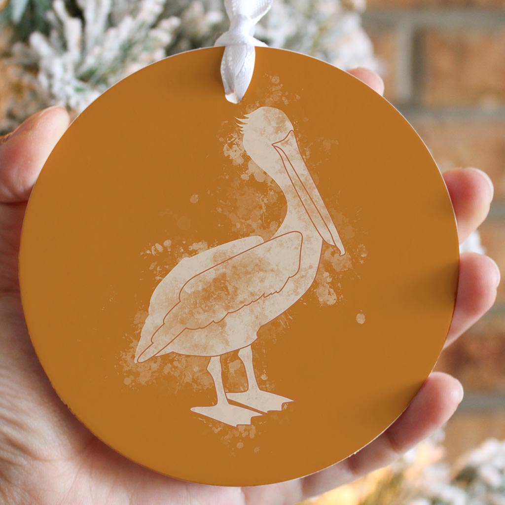Modern Minimalist Louisiana Pelican Water Color| Wood Ornament | Eaches | Min 6