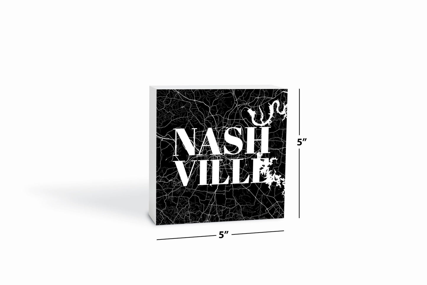 Minimalist B&W Tennessee Nashville Map | Wood Block | Eaches | Min 4