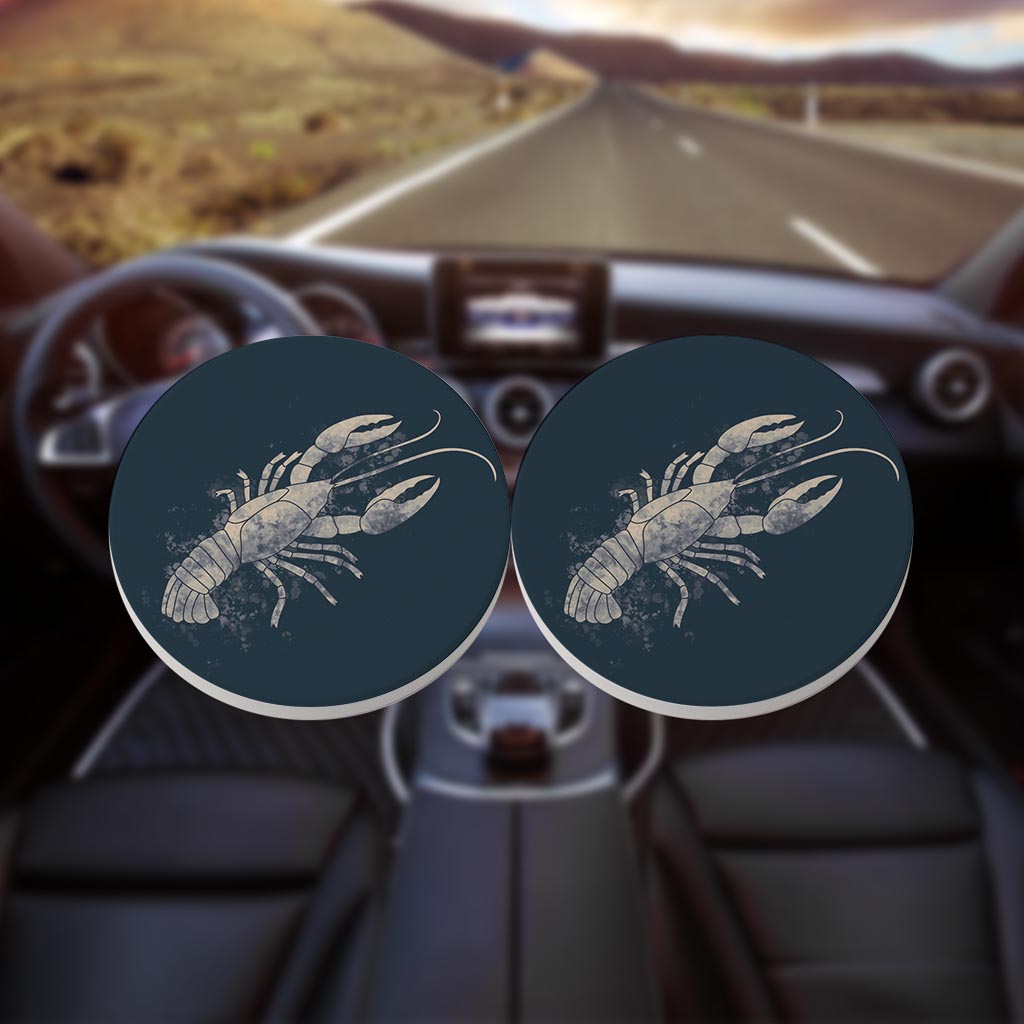 Louisiana Colorful Water Color Crawfish | Absorbent Car Coasters | Set of 2 | Min 4