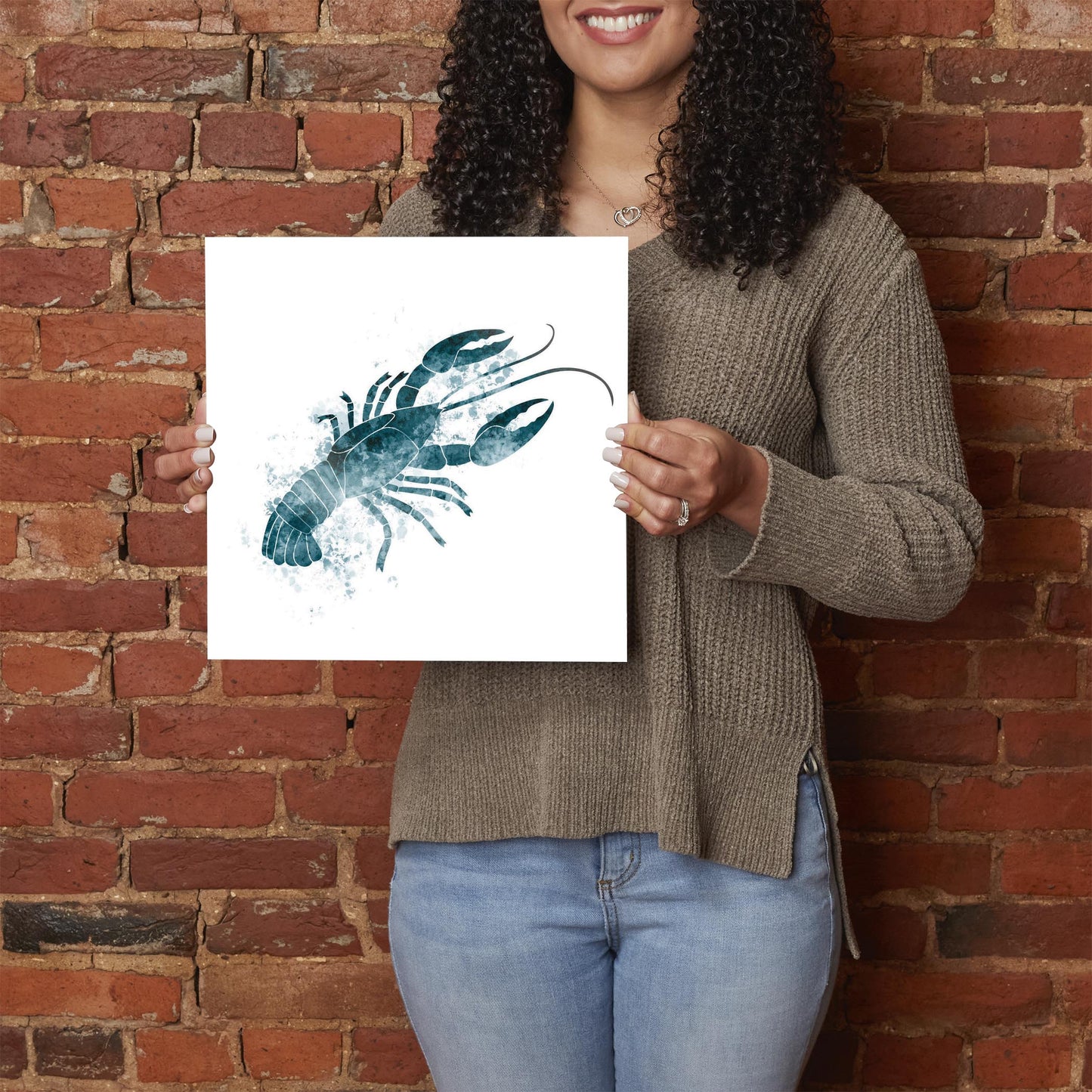 Blue White Water Color Crawfish | Hi-Def Glass Art | Eaches | Min 1