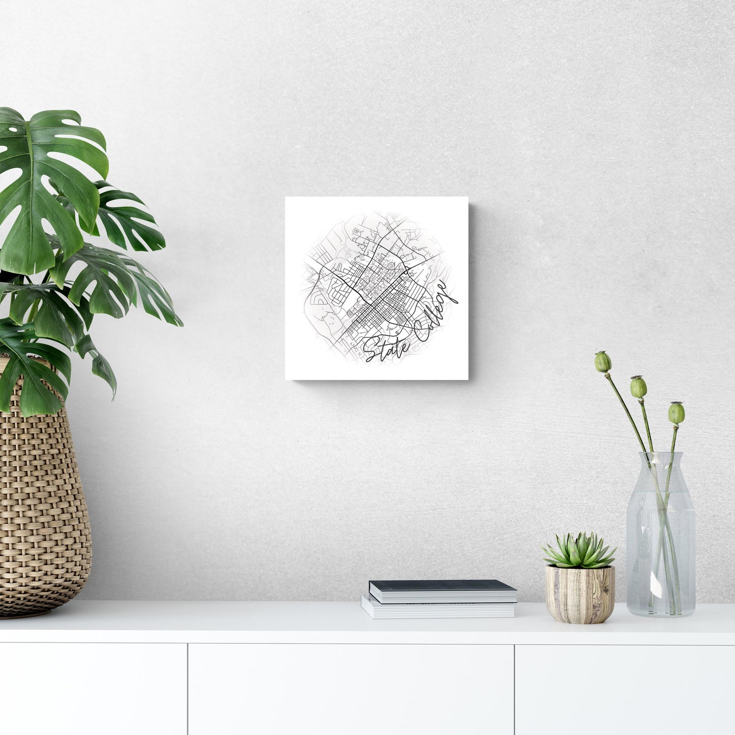 Minimalistic B&W Pennsylvania State College Circle Map | Wood Sign | Eaches | Min 2