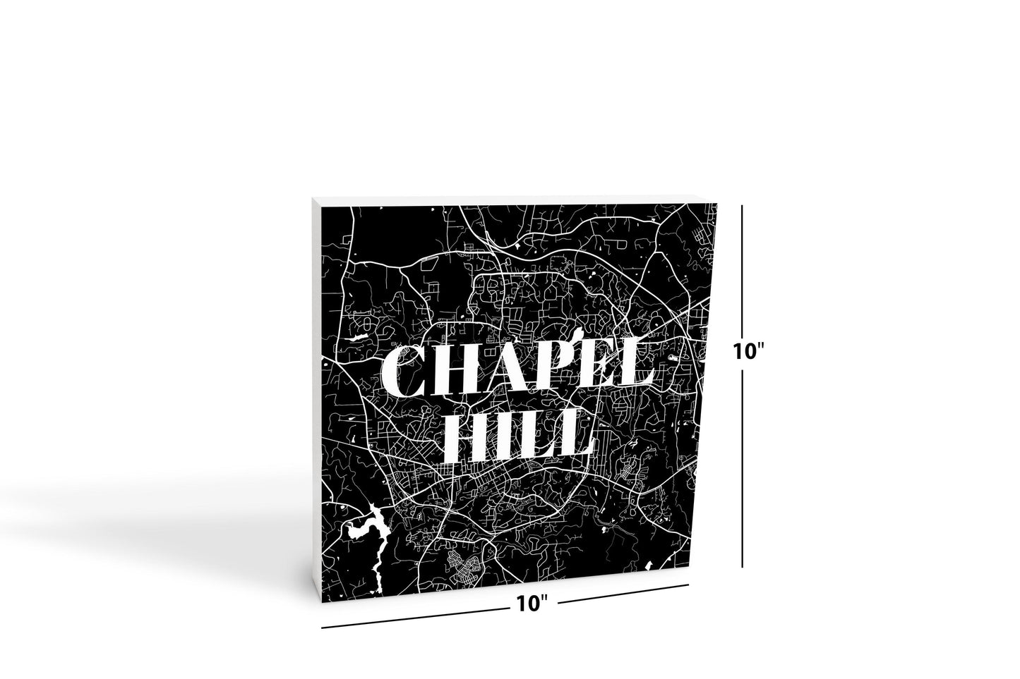 Minimalistic B&W North Carolina Chapel Hill Map | Wood Block | Eaches | Min 2