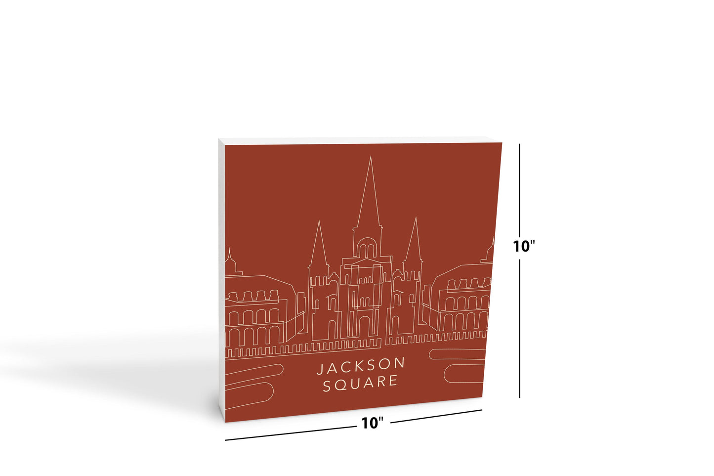 Modern Minimalist Louisiana Jackson Square Line Drawing | Wood Block | Eaches | Min 2