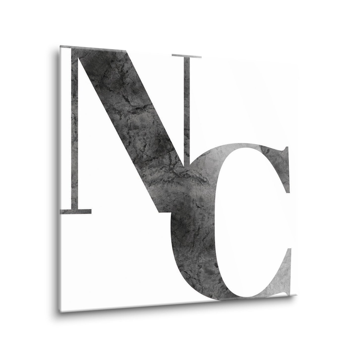 Minimalistic B&W North Carolina White Initials | Hi-Def Glass Art | Eaches | Min 2