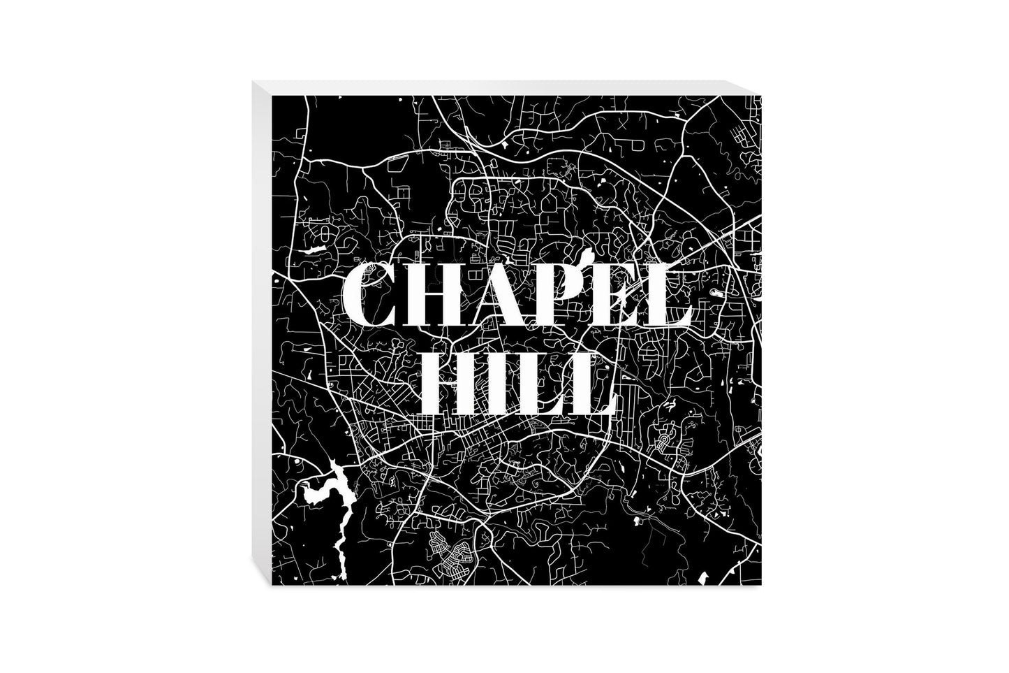 Minimalistic B&W North Carolina Chapel Hill Map | Wood Block | Eaches | Min 2
