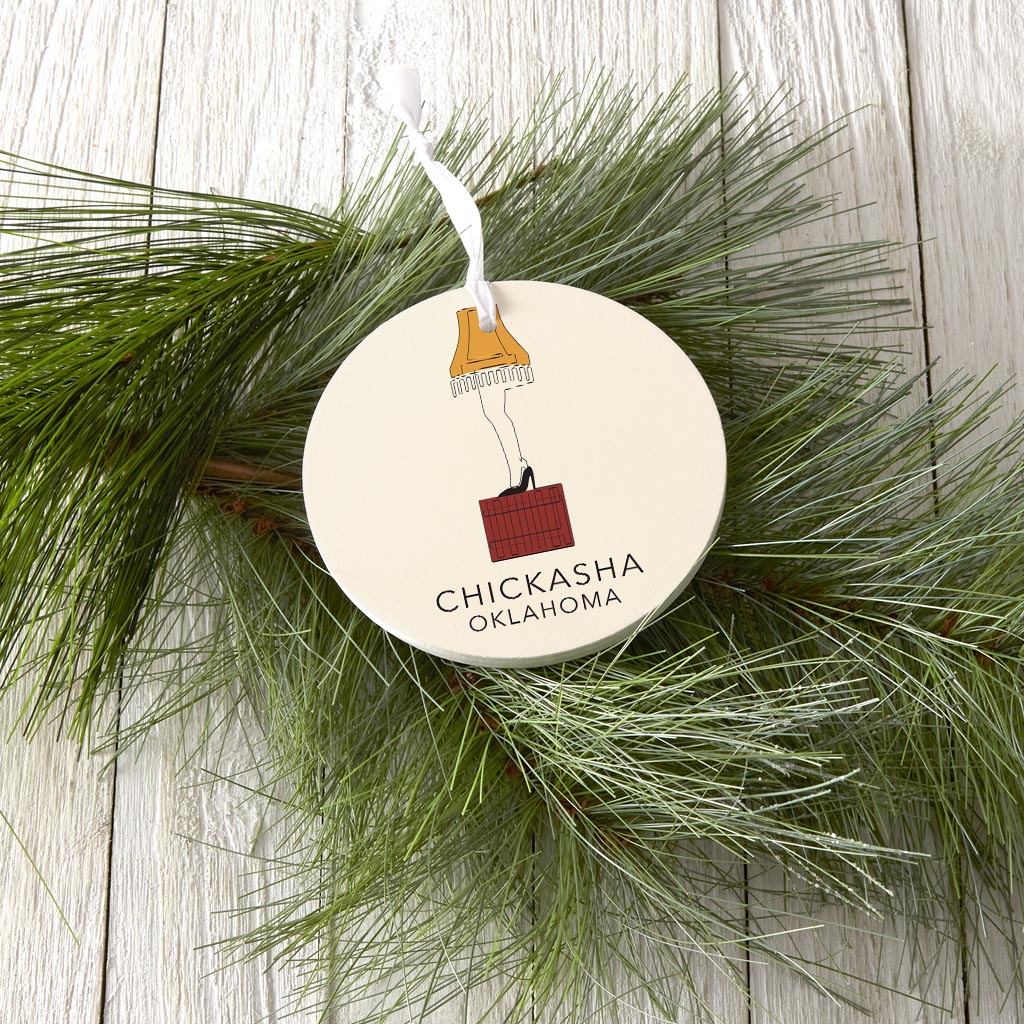Modern Minimalist Oklahoma Colorful Chickasha Leg Lamp| Wood Ornament | Eaches | Min 6