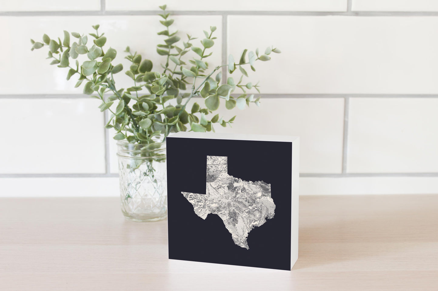 Modern Minimalist Texas Metal State Shape | Wood Block | Eaches | Min 4