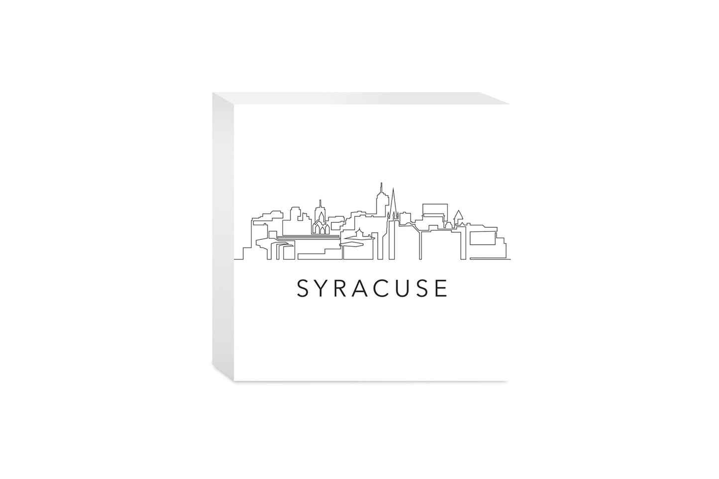 Minimalistic B&W New York Syracuse Skyline | Wood Block | Eaches | Min 4
