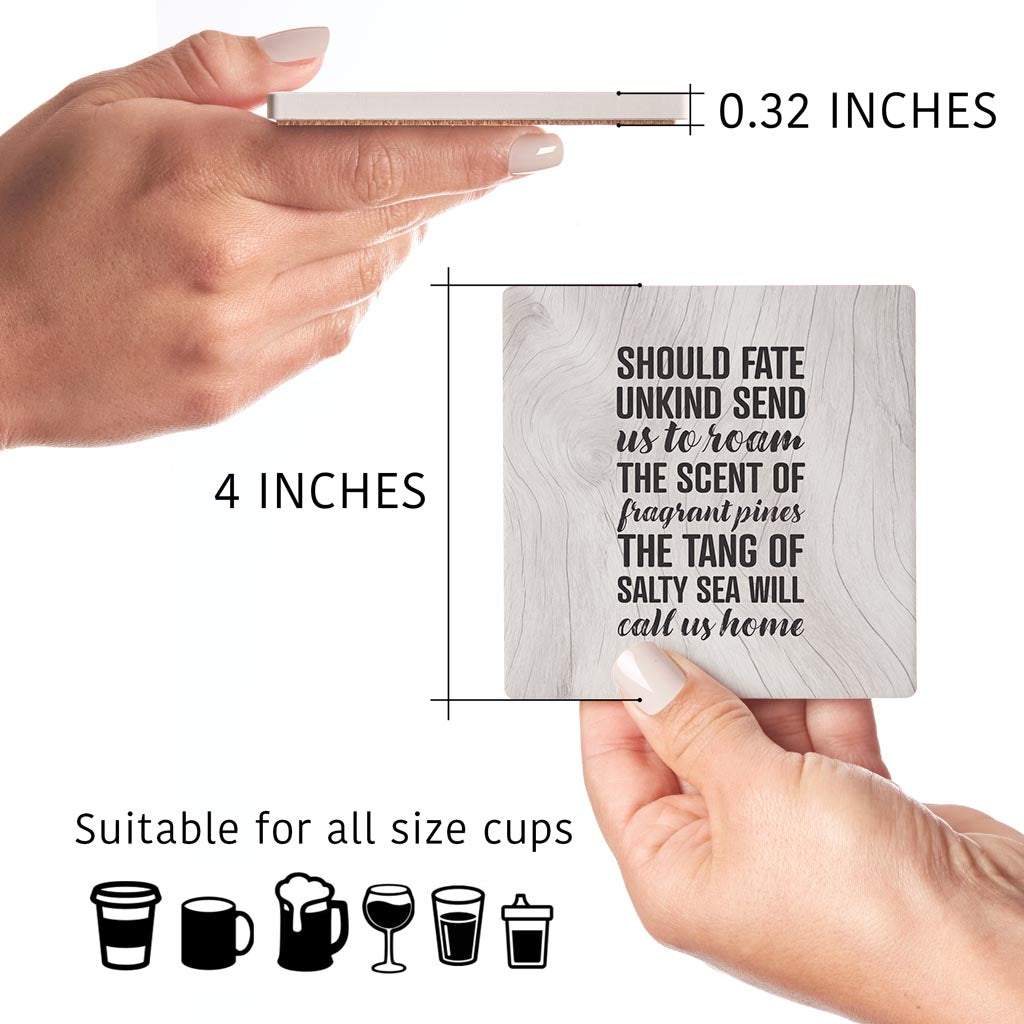New England Fate Saying | Absorbent Coasters | Set of 4 | Min 2