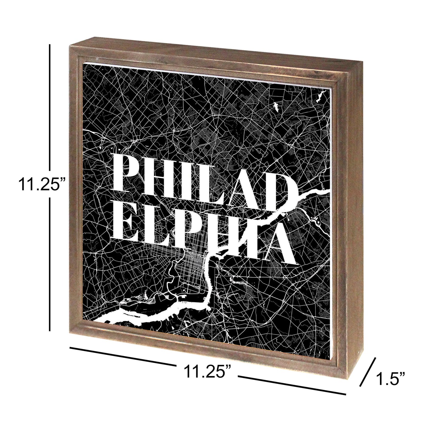 Minimalistic B&W Pennsylvania Philadelphia Map | Wood Sign | Eaches | Min 1