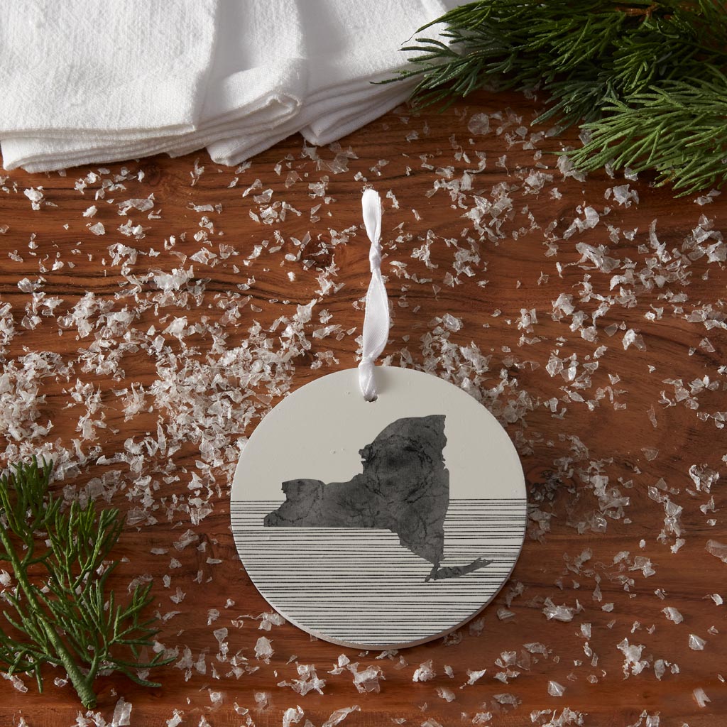 Minimalistic B&W New York Shape Straight Lines | Wood Ornament | Eaches | Min 6