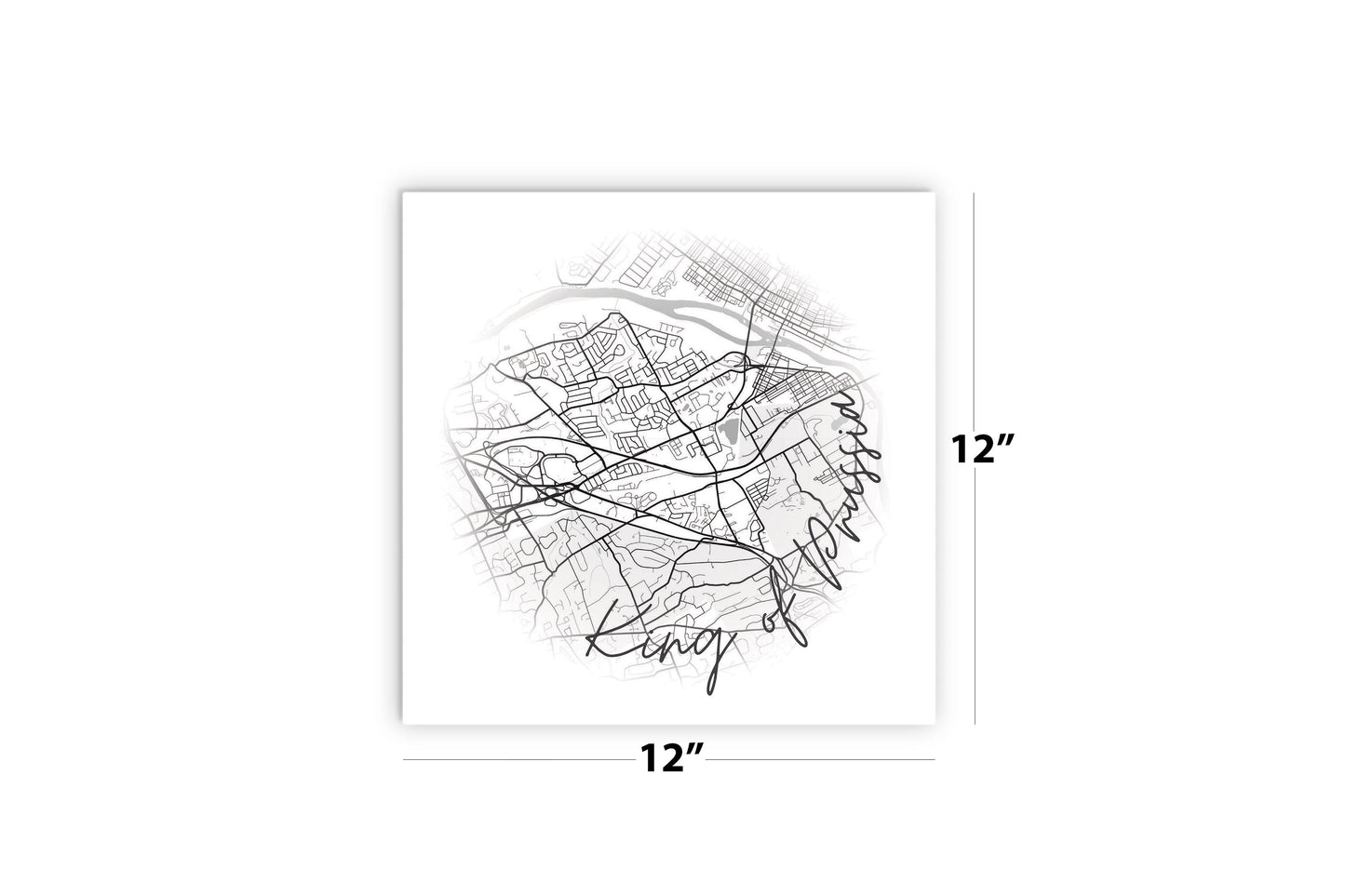 Minimalistic B&W Pennsylvania King Of Prussia Circle Map | Wood Sign | Eaches | Min 2