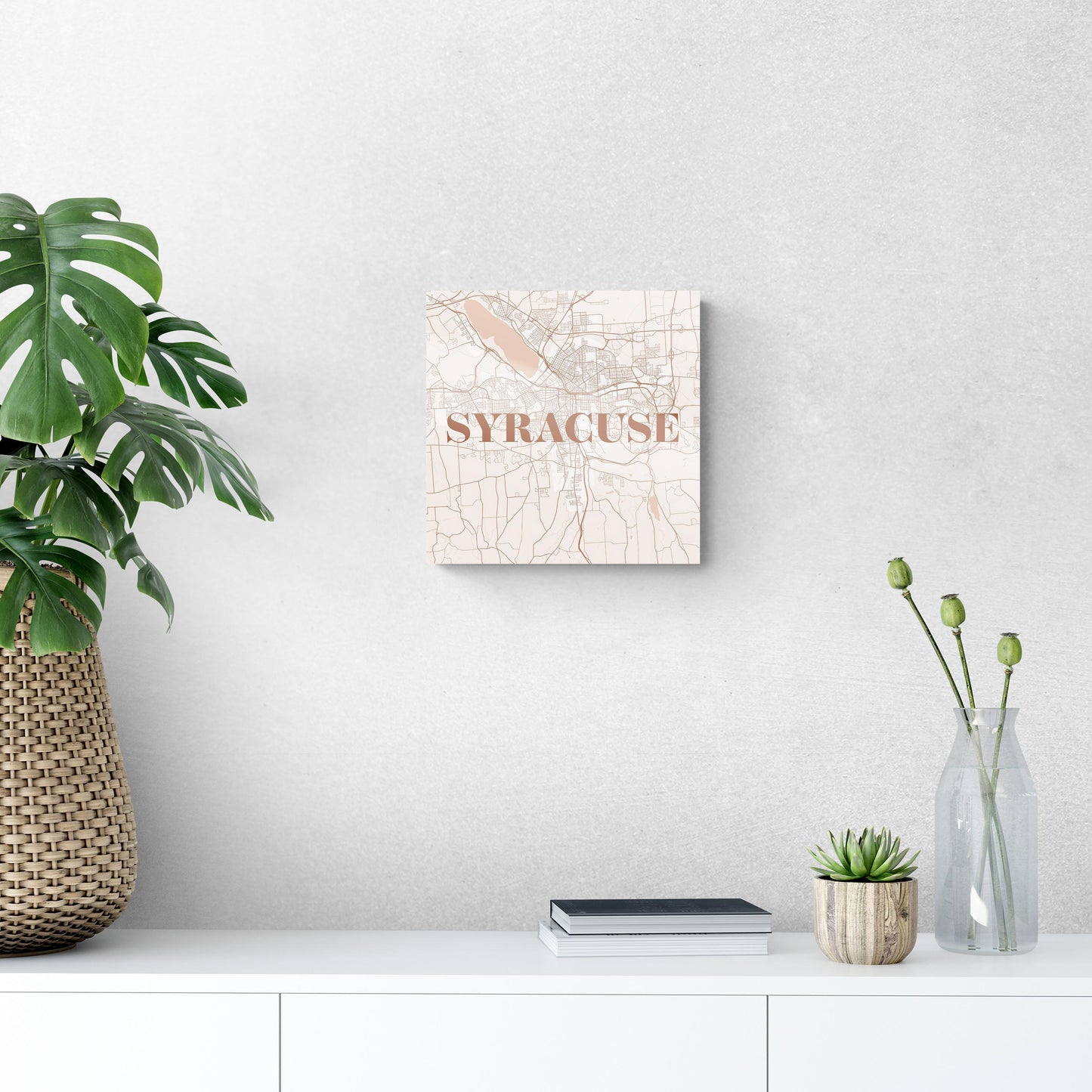 Modern Minimalist New York Syracuse Map | Hi-Def Glass Art | Eaches | Min 1
