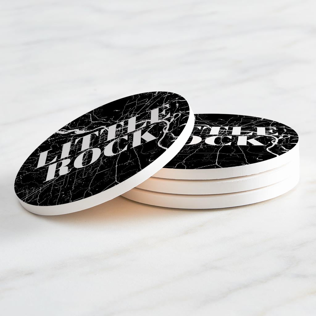 B&W Minimalist Arkansas Little Rock Map | Absorbent Coasters | Set of 4 | Min 2