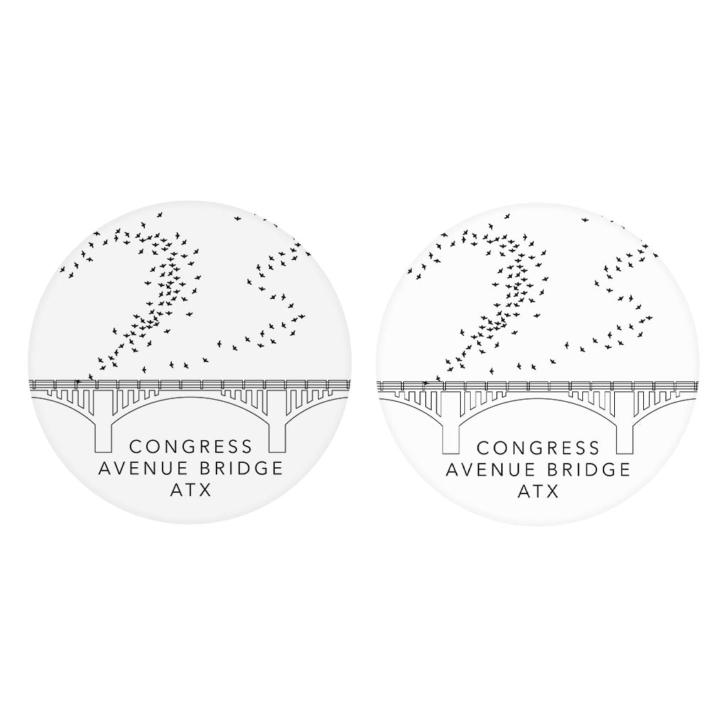 Minimalist B&W Texas Austin Congress Avenue Bridge| Absorbent Car Coasters | Set of 2 | Min 4