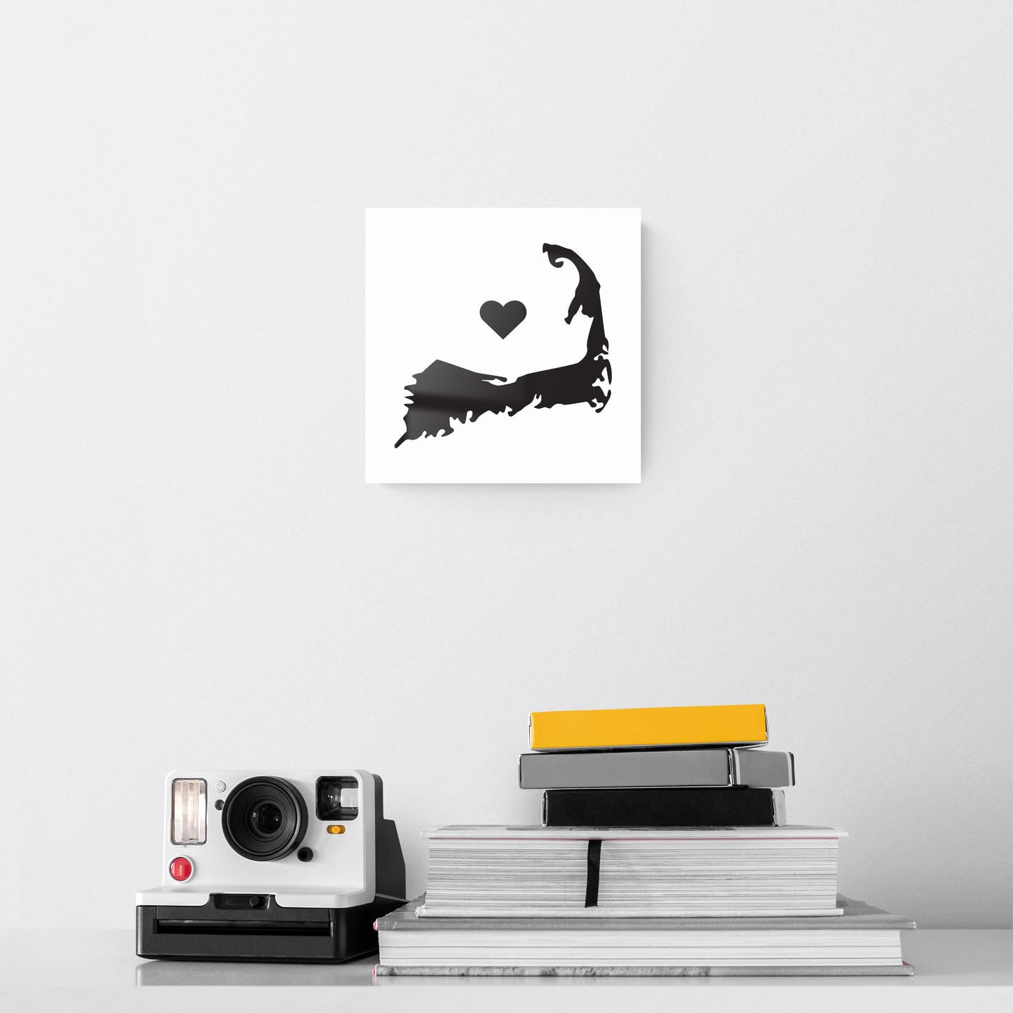 Minimalistic B&W Cape Cod With Heart | Hi-Def Glass Art | Eaches | Min 2