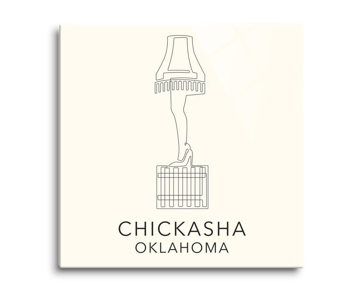 Modern Minimalist Oklahoma Chickasha Leg Lamp | Hi-Def Glass Art | Eaches | Min 2