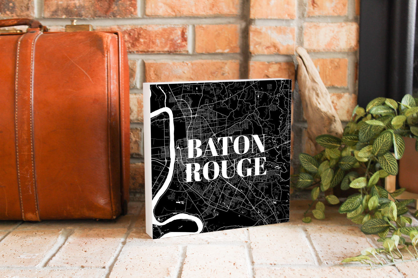 Modern Louisiana Baton Rouge Map | Wood Block | Eaches | Min 2