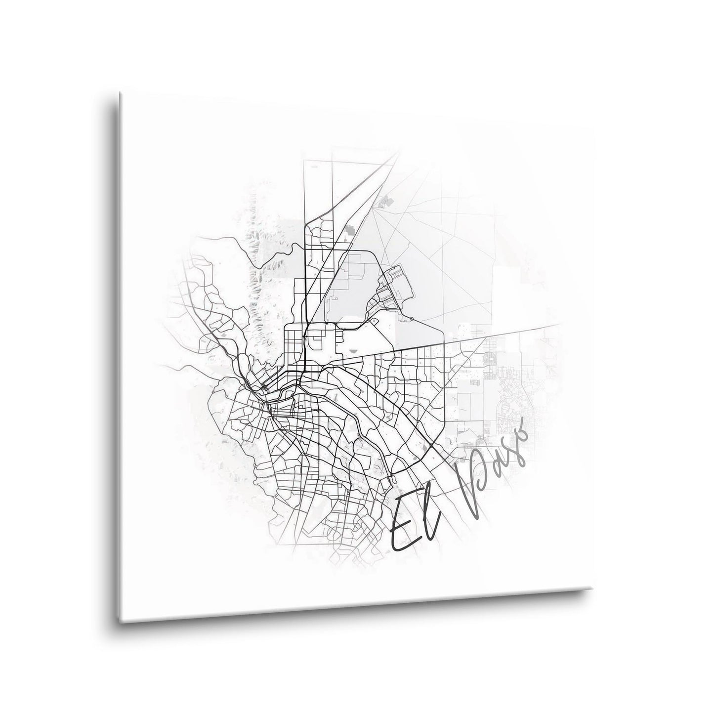 Minimalistic B&W Texas El Paso Circle Map | Hi-Def Glass Art | Eaches | Min 1