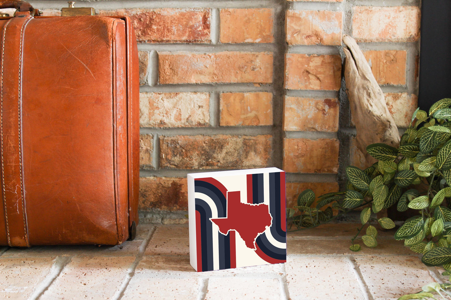 Modern Minimalist Texas Colors Retro Shape | Wood Block | Eaches | Min 4