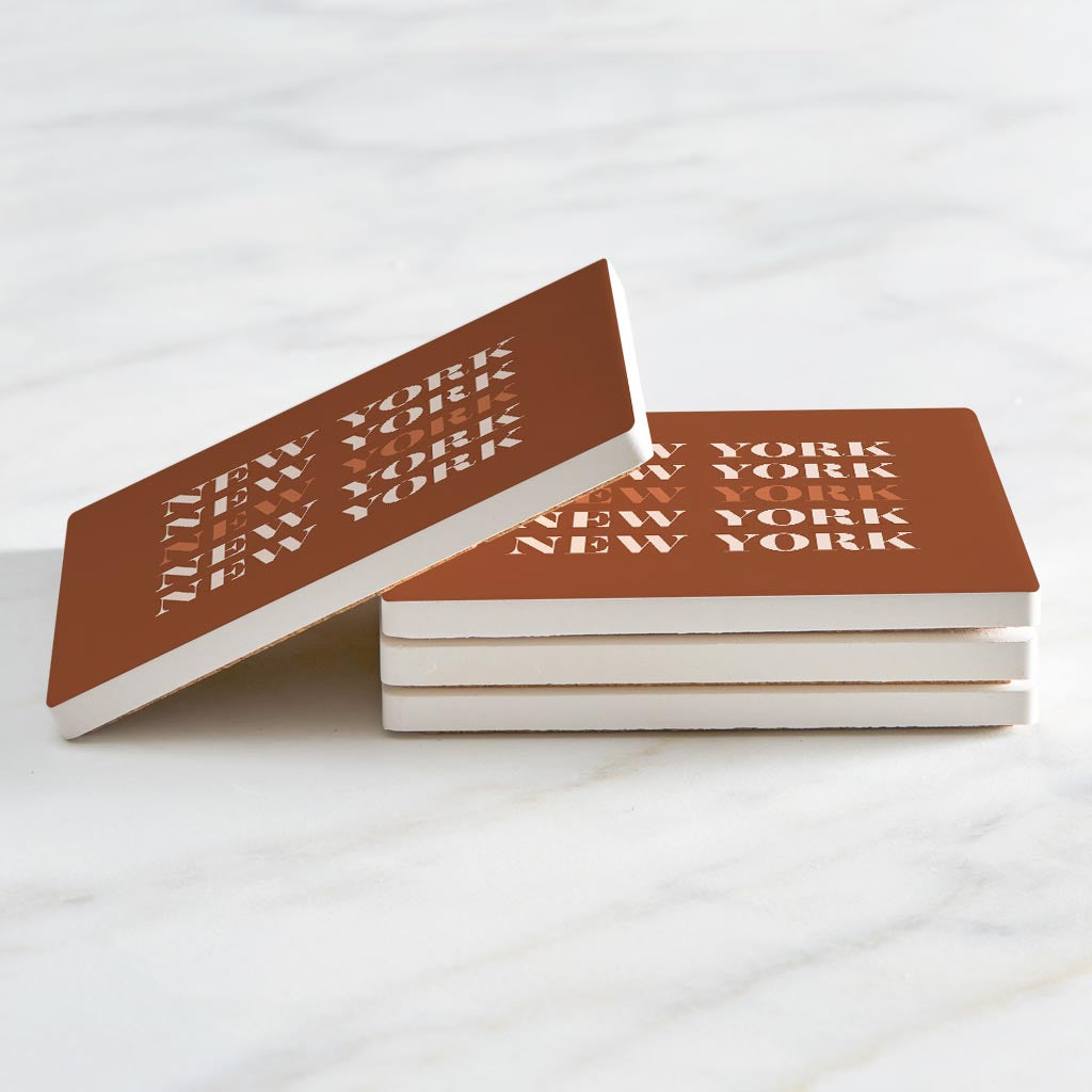Modern Minimalist New York Repeated Dark | Absorbent Coasters | Set of 4 | Min 2