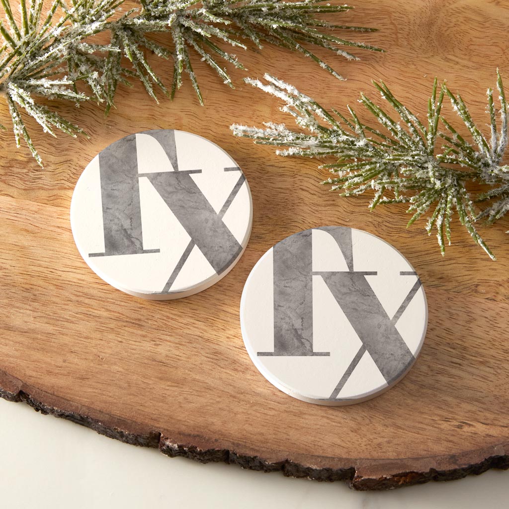 Modern White Texas Initials| Absorbent Car Coasters | Set of 2 | Min 4