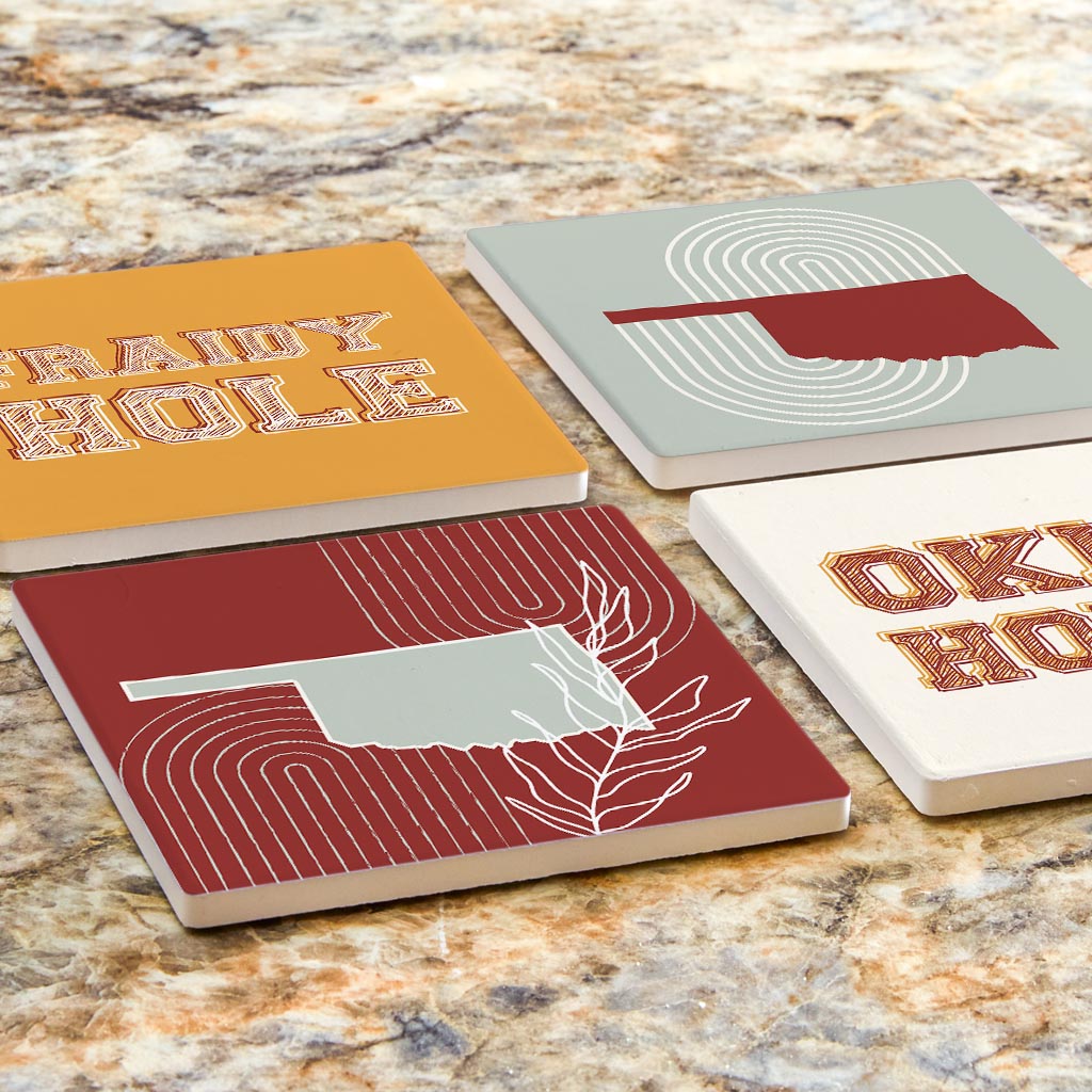Modern Minimalist Oklahoma Set | Absorbent Coasters | Set of 4 | Min 2