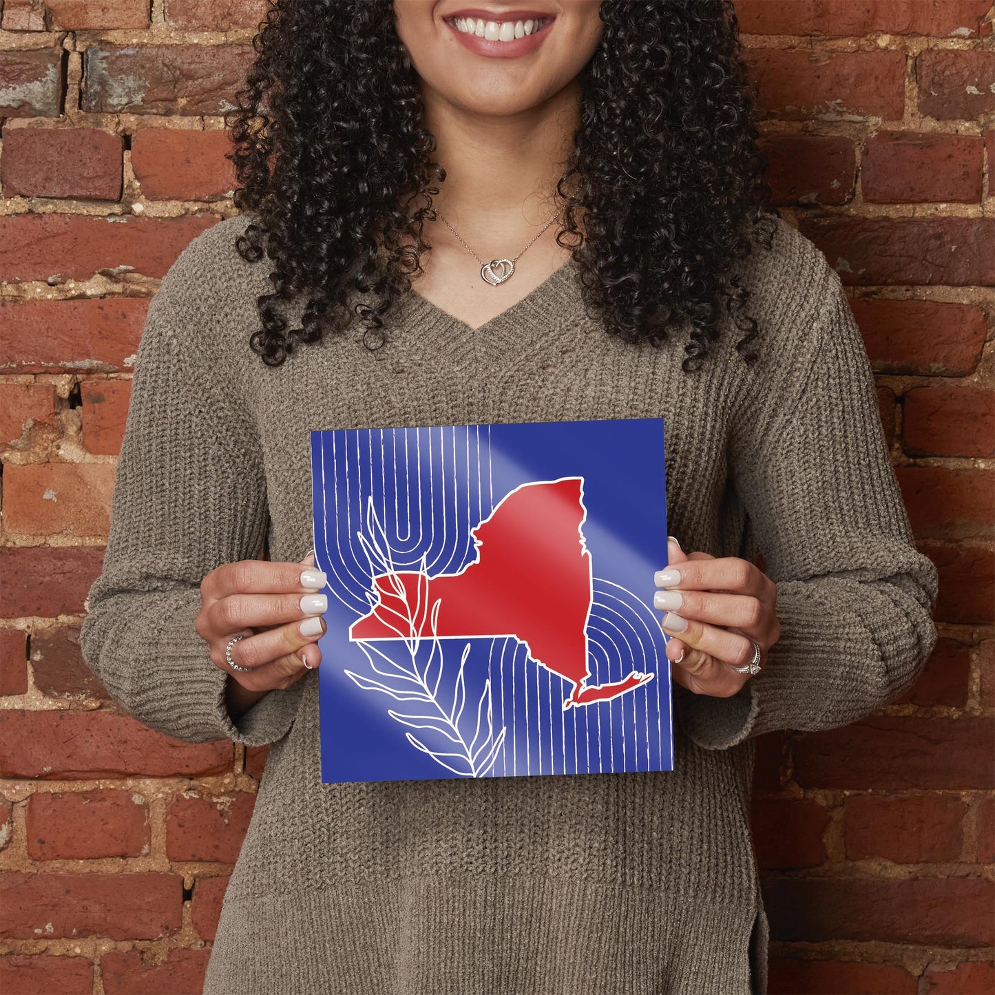 Red White And Blue New York State Retro Thin Lines | Hi-Def Glass Art | Eaches | Min 2