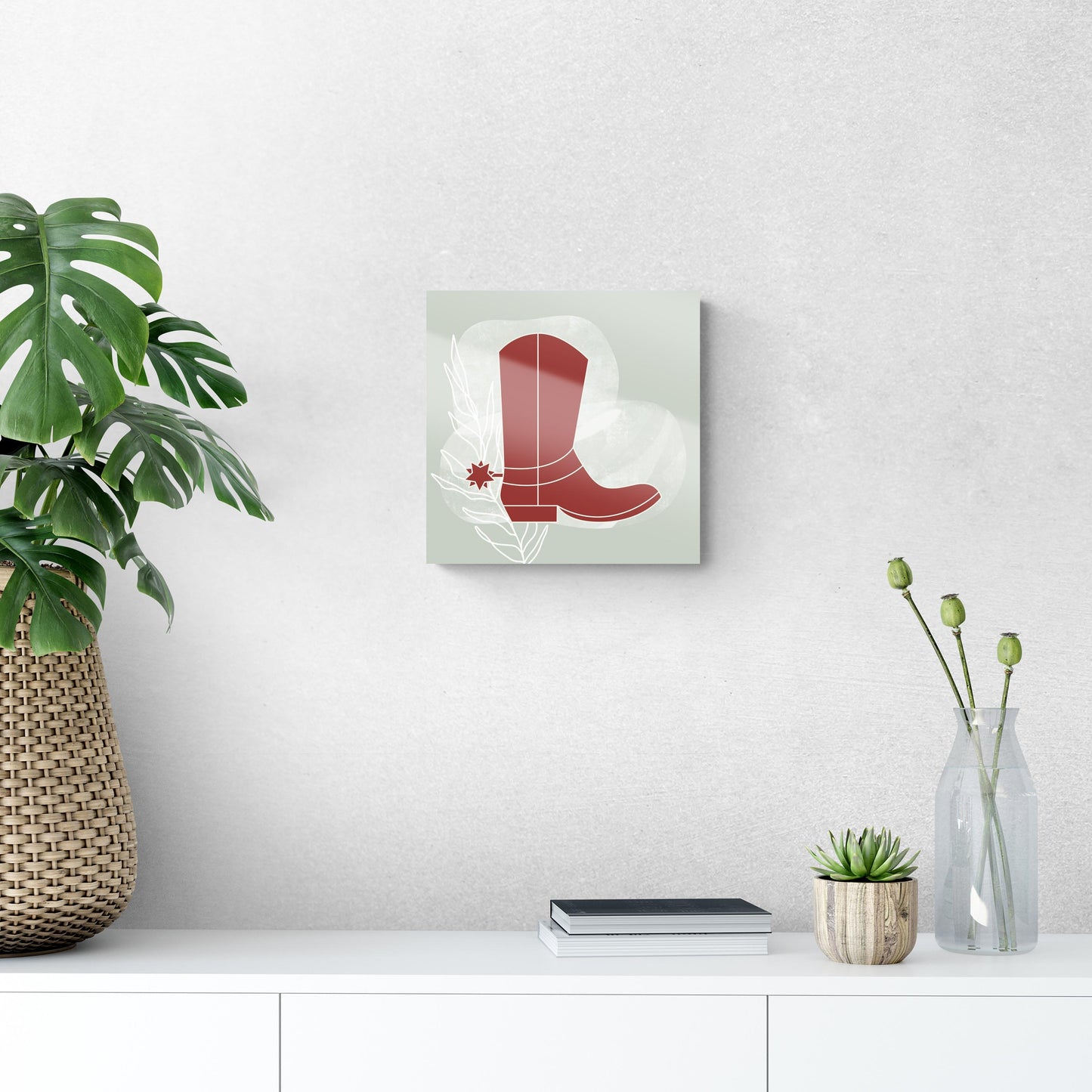 Modern Minimalist Oklahoma Boot | Hi-Def Glass Art | Eaches | Min 1